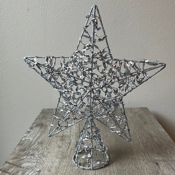 Vintage 9” Silver Shimmer Star Tree Topper Wire Wrapped Estate EUC - Picture 1 of 7